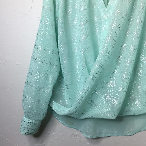 New York & Co Sky Blue Shimmer Blouse - Picture 9 of 10